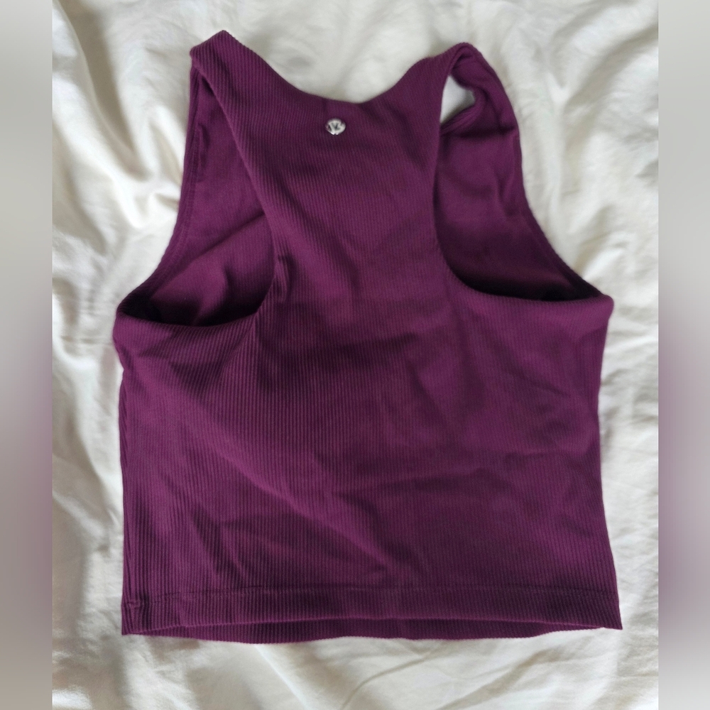 Purple Ribbed Sleeveless Top - Picture 2 of 3
